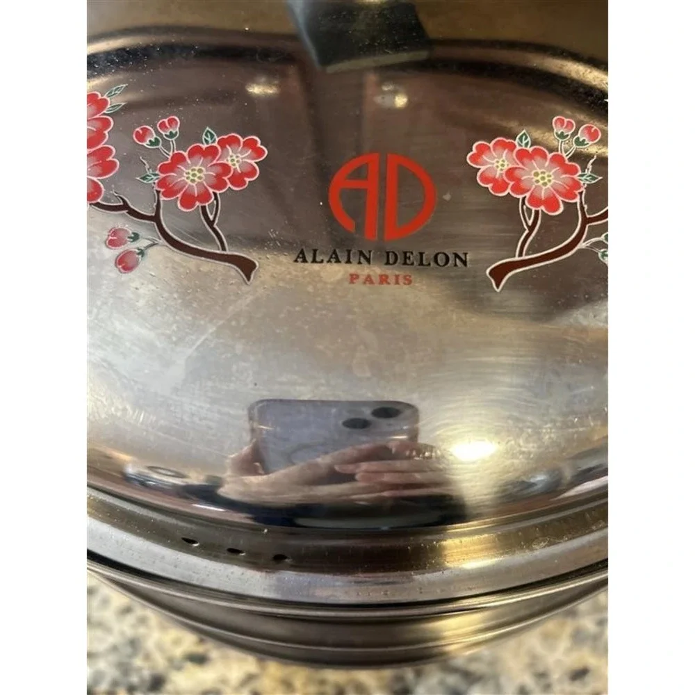 Alain Delon cherry blossom vintage 3 Tier Stainless Steel Steamer Pot France 13